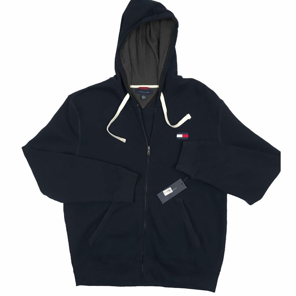 NEW Vintage Tommy Hilfiger Hoodie Sweatshirt! XL Navy Big Tommy Flag Heavier